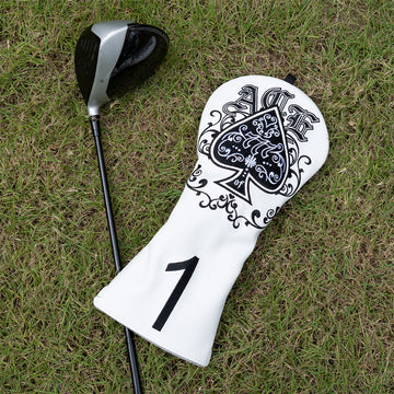 Spade Ace ♠ Golf Club Wood Headcover Set (Driver, Fairway, Utiliy/Hybrid)